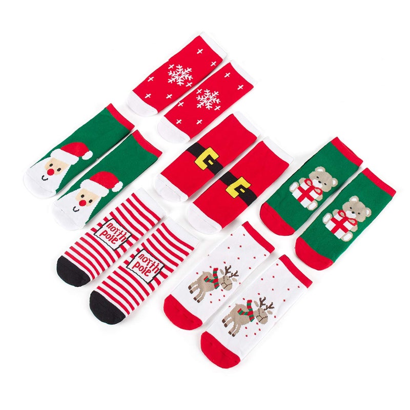 HowJoJo Boys Girls Christmas Socks Kids Warm Socks Winter Thermal Cotton Crew Socks 6 Pack 8-10 years - Image 2